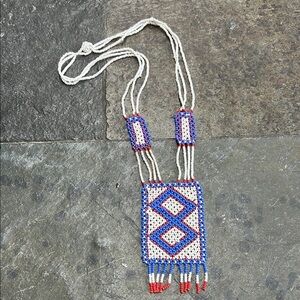 Handmade Native American seed bead necklace.